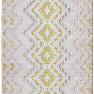 HomeRoots 8' X 10' Pearl Gold & Ivory Geometric Area Rug - Durable, Washable, UV-Protected & Pet-Friendly Design 656092