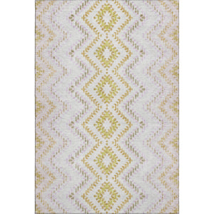HomeRoots 9' X 12' Pearl Gold Geometric Washable Area Rug - Durable, UV-Protected Design for Modern Homes 656093
