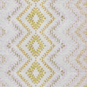 HomeRoots 10' Pearl Gold & Ivory Geometric Area Rug – Washable, UV Protected, Stain Resistant for Modern Living Spaces 656094