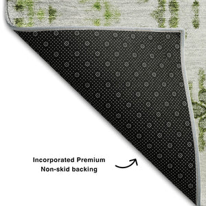 HomeRoots 8' Artichoke Green Round Rug – Modern Geometric Design, Washable, UV Protected for Active Homes 656097