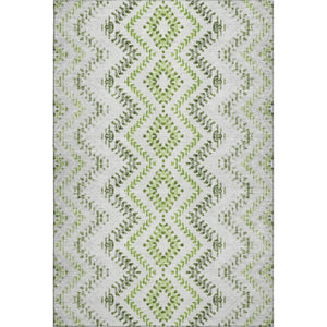 HomeRoots 9' Geometric Artichoke Green, Ivory & Gray Washable Area Rug - UV Protected, Stylish & Durable! 656099