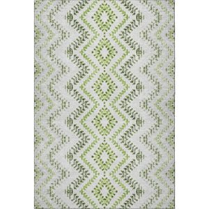 HomeRoots 9' Geometric Artichoke Green, Ivory & Gray Washable Area Rug - UV Protected, Stylish & Durable! 656099