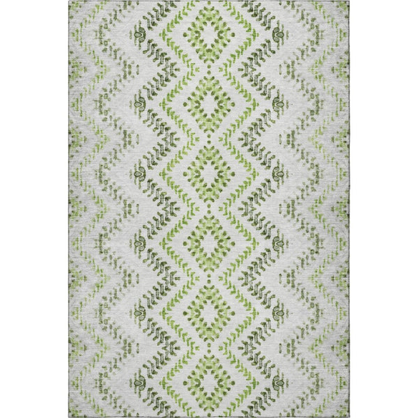 HomeRoots 9' Geometric Artichoke Green, Ivory & Gray Washable Area Rug - UV Protected, Stylish & Durable! 656099