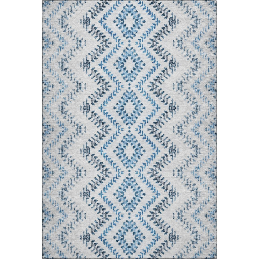 HomeRoots 10' Blue and Ivory Geometric Area Rug – Washable, UV Protected, Perfect for Busy Homes & Stylish Spaces 656106