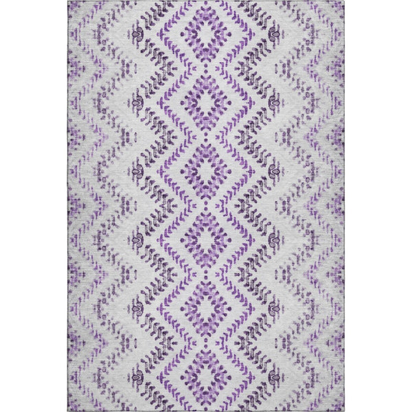 HomeRoots 8' X 10' Purple & Ivory Geometric Area Rug - Washable, UV-Protected, Durable for Homes with Kids & Pets 656110