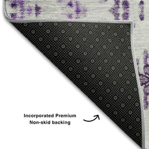 HomeRoots 8' X 10' Purple & Ivory Geometric Area Rug - Washable, UV-Protected, Durable for Homes with Kids & Pets 656110