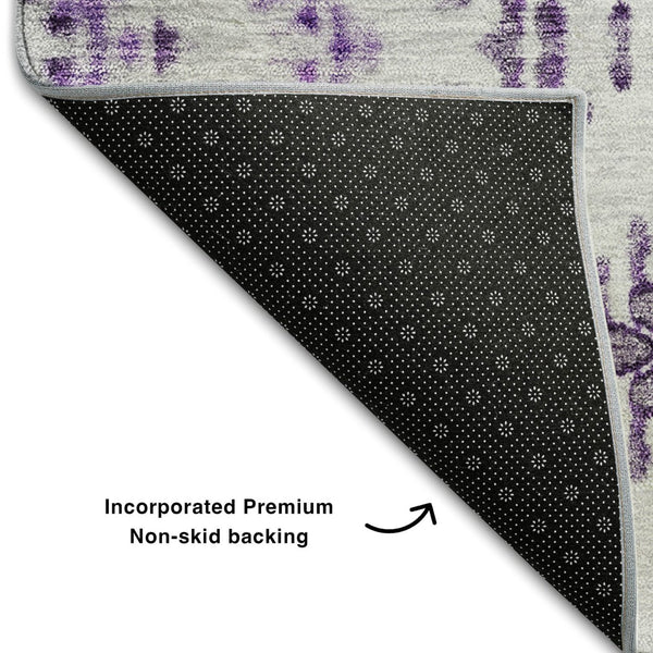 HomeRoots 8' X 10' Purple & Ivory Geometric Area Rug - Washable, UV-Protected, Durable for Homes with Kids & Pets 656110