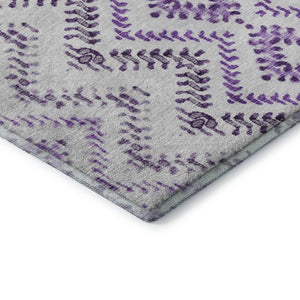 HomeRoots 8' X 10' Purple & Ivory Geometric Area Rug - Washable, UV-Protected, Durable for Homes with Kids & Pets 656110