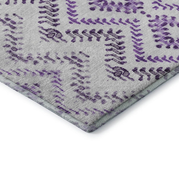 HomeRoots 8' X 10' Purple & Ivory Geometric Area Rug - Washable, UV-Protected, Durable for Homes with Kids & Pets 656110