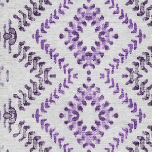 HomeRoots 8' X 10' Purple & Ivory Geometric Area Rug - Washable, UV-Protected, Durable for Homes with Kids & Pets 656110