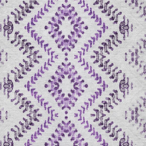 HomeRoots 8' X 10' Purple & Ivory Geometric Area Rug - Washable, UV-Protected, Durable for Homes with Kids & Pets 656110