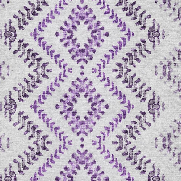 HomeRoots 8' X 10' Purple & Ivory Geometric Area Rug - Washable, UV-Protected, Durable for Homes with Kids & Pets 656110