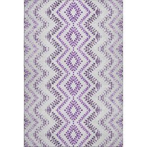 HomeRoots 9' X 12' Modern Purple & Ivory Geometric Area Rug - Durable, Washable with UV Protection & Stain Resistance 656111