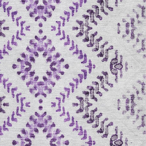 HomeRoots 9' X 12' Modern Purple & Ivory Geometric Area Rug - Durable, Washable with UV Protection & Stain Resistance 656111