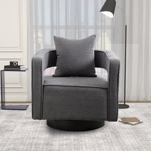 English Elm 29.13"w Boucle Swivel Accent Chair Open Back 360 Rotation Modern Lounge Seating Gray W3188P417878