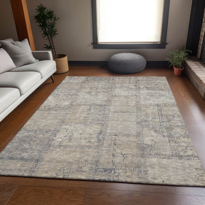 HomeRoots 8' X 10' Versatile Beige and Gray Patchwork Area Rug - Washable, UV Protected, Stain Resistant! 656128