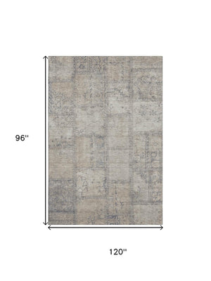 HomeRoots 8' X 10' Versatile Beige and Gray Patchwork Area Rug - Washable, UV Protected, Stain Resistant! 656128