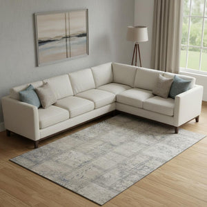 HomeRoots 8' X 10' Versatile Beige and Gray Patchwork Area Rug - Washable, UV Protected, Stain Resistant! 656128