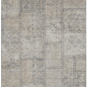 HomeRoots 9' x 12' Beige and Gray Patchwork Area Rug - Stain Resistant, UV Protected, Perfect for Busy Homes! 656129