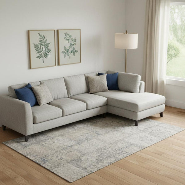 HomeRoots 9' x 12' Beige and Gray Patchwork Area Rug - Stain Resistant, UV Protected, Perfect for Busy Homes! 656129