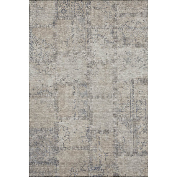 HomeRoots 10' Beige and Gray Patchwork Area Rug - Washable, UV Protected, Durable Design for Modern Spaces 656130