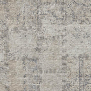 HomeRoots 10' Beige and Gray Patchwork Area Rug - Washable, UV Protected, Durable Design for Modern Spaces 656130