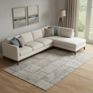 HomeRoots 10' Beige and Gray Patchwork Area Rug - Washable, UV Protected, Durable Design for Modern Spaces 656130