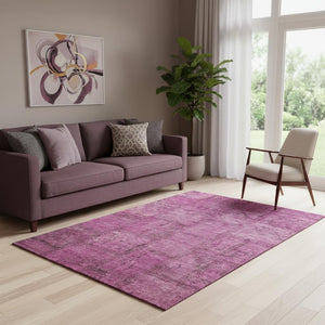 HomeRoots 5' X 8' Blush & Gray Patchwork Washable Area Rug - Durable, Stylish, Stain-Resistant & UV Protected! 656132