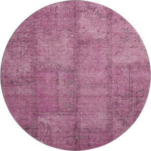 HomeRoots 8' Blush and Gray Patchwork Round Rug – Stylish, Washable, UV-Protected, Perfect for Family Spaces! 656133