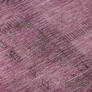 HomeRoots 8' Blush and Gray Patchwork Round Rug – Stylish, Washable, UV-Protected, Perfect for Family Spaces! 656133