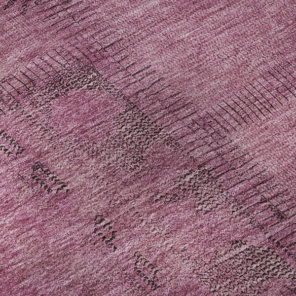 HomeRoots 8' Blush and Gray Patchwork Round Rug – Stylish, Washable, UV-Protected, Perfect for Family Spaces! 656133