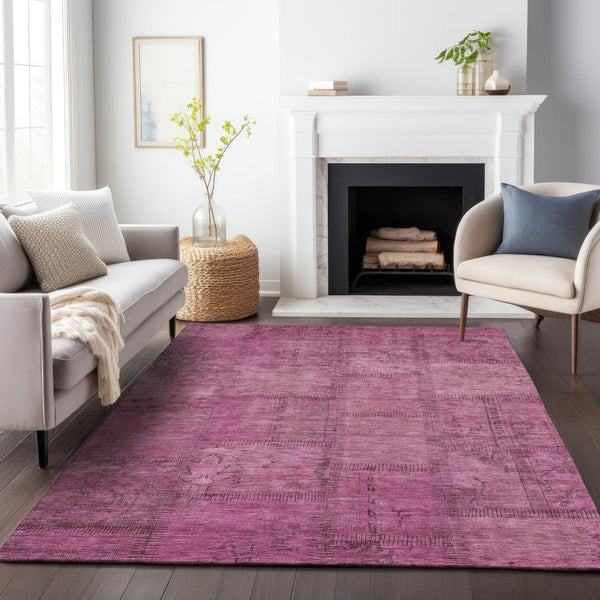 HomeRoots 8' X 10' Blush & Gray Patchwork Area Rug - Washable, UV Protected, Perfect for Homes with Kids & Pets 656134