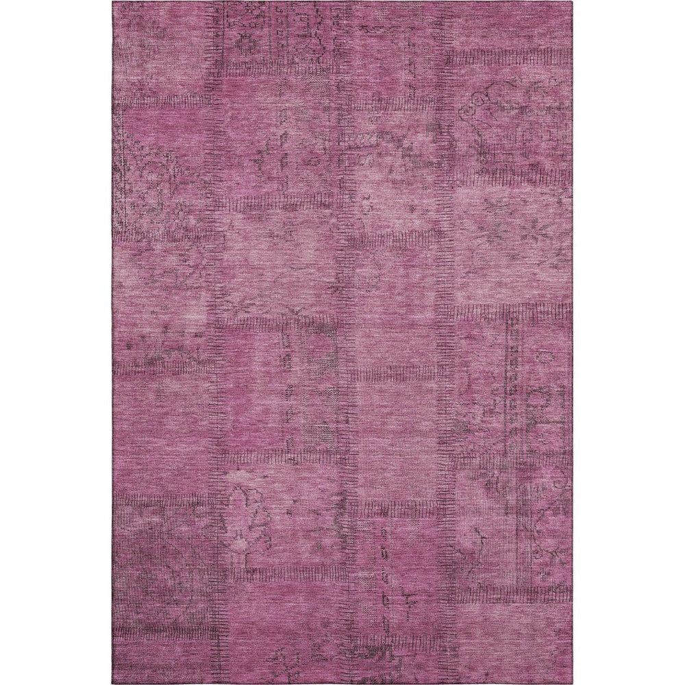HomeRoots 8' X 10' Blush & Gray Patchwork Area Rug - Washable, UV Protected, Perfect for Homes with Kids & Pets 656134