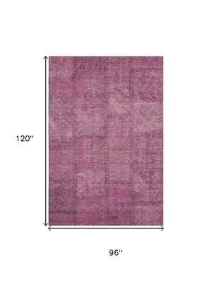 HomeRoots 8' X 10' Blush & Gray Patchwork Area Rug - Washable, UV Protected, Perfect for Homes with Kids & Pets 656134