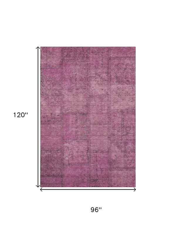 HomeRoots 8' X 10' Blush & Gray Patchwork Area Rug - Washable, UV Protected, Perfect for Homes with Kids & Pets 656134