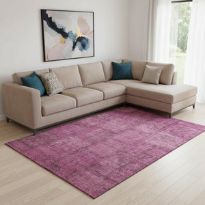HomeRoots 9' X 12' Stylish Blush and Gray Patchwork Area Rug - Washable, Stain-Resistant, UV Protected Design 656135