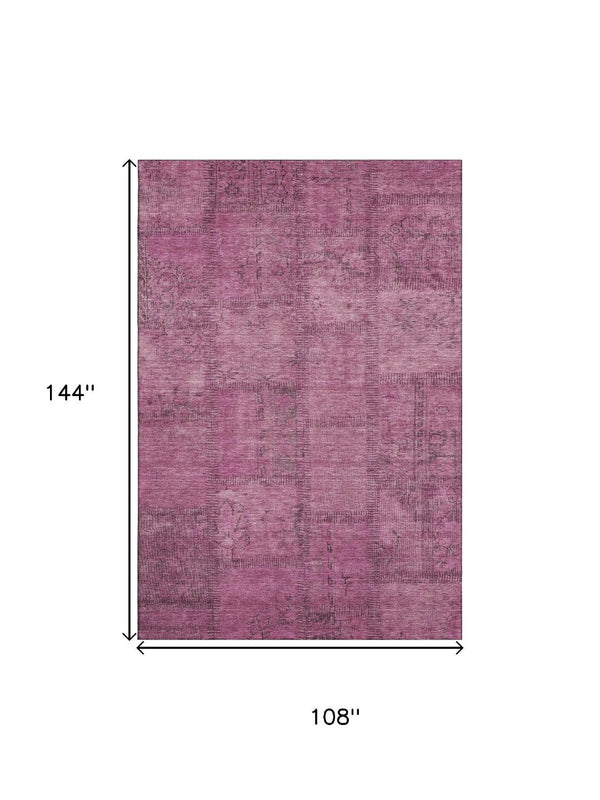HomeRoots 9' X 12' Stylish Blush and Gray Patchwork Area Rug - Washable, Stain-Resistant, UV Protected Design 656135