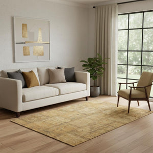 HomeRoots 5' X 8' Copper and Gray Patchwork Area Rug - Washable, Stain-Resistant, UV Protected for Modern Homes 656144