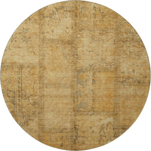 HomeRoots 8' Copper and Gray Patchwork Round Rug - Washable, UV-Protected, Stylish, Durable for Any Space 656145