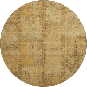 HomeRoots 8' Copper and Gray Patchwork Round Rug - Washable, UV-Protected, Stylish, Durable for Any Space 656145