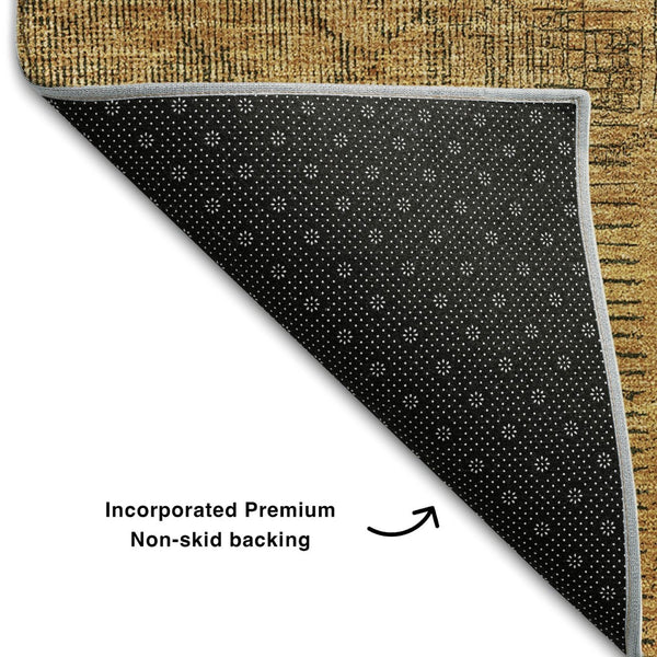 HomeRoots 8' Copper and Gray Patchwork Round Rug - Washable, UV-Protected, Stylish, Durable for Any Space 656145