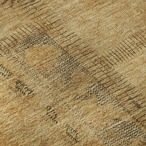 HomeRoots 8' Copper and Gray Patchwork Round Rug - Washable, UV-Protected, Stylish, Durable for Any Space 656145