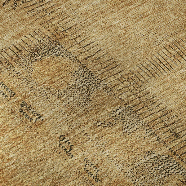 HomeRoots 8' Copper and Gray Patchwork Round Rug - Washable, UV-Protected, Stylish, Durable for Any Space 656145