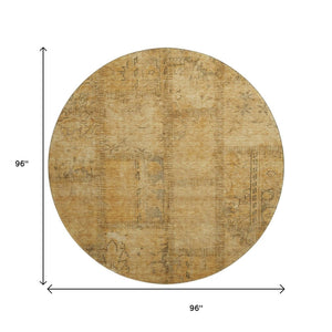 HomeRoots 8' Copper and Gray Patchwork Round Rug - Washable, UV-Protected, Stylish, Durable for Any Space 656145