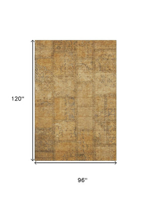 HomeRoots 8' X 10' Copper and Gray Patchwork Area Rug - Washable, UV-Protected, Stylish & Stain-Resistant Design! 656146