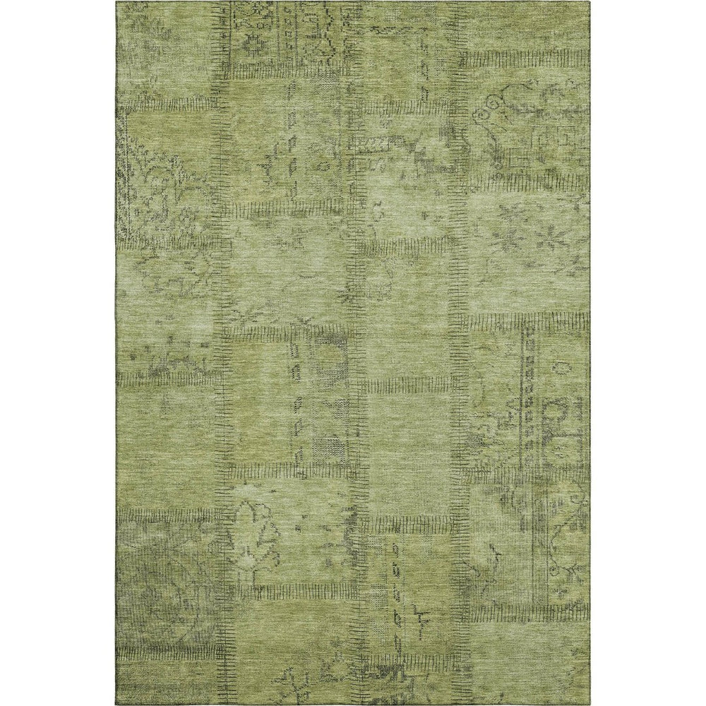 HomeRoots 8' X 10' Fern Green & Gray Patchwork Area Rug – Washable, UV Protected, Stylish for Kids & Pets! 656152