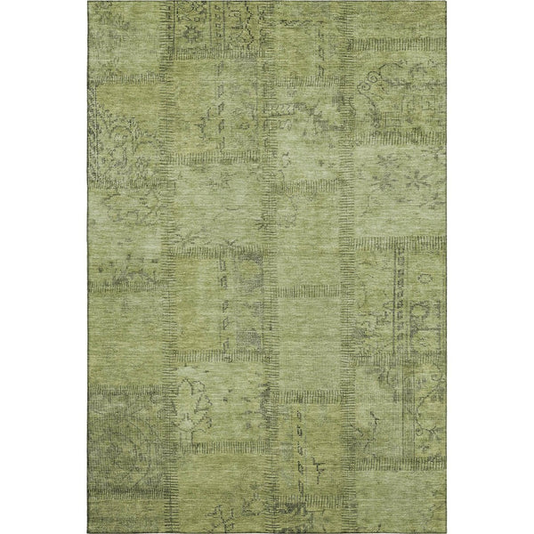 HomeRoots 10' Fern Green and Gray Patchwork Area Rug – Washable, UV-Protected, Stain-Resistant for Family Homes 656154