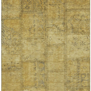 HomeRoots 5' X 8' Gold and Gray Patchwork Area Rug - Washable, UV Protected, Soft, Stylish for High-Traffic Spaces 656156