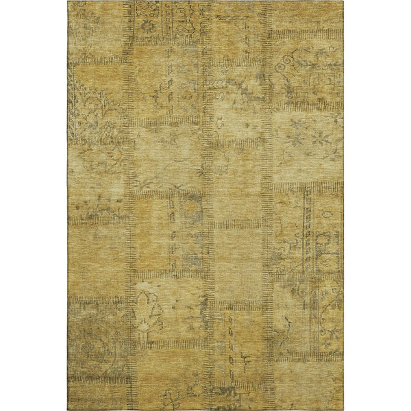 HomeRoots 8' X 10' Gold And Gray Patchwork Area Rug – Durable, Washable with UV Protection for Busy Homes 656158