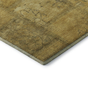 HomeRoots 8' X 10' Gold And Gray Patchwork Area Rug – Durable, Washable with UV Protection for Busy Homes 656158